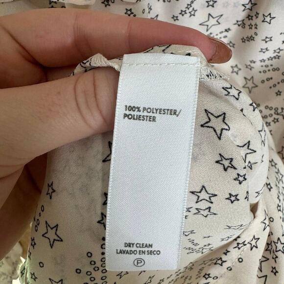 Rebecca Minkoff Sharon Smocked Ruffled Star-Print Top In Blush Pink Size Large - Picture 10 of 12